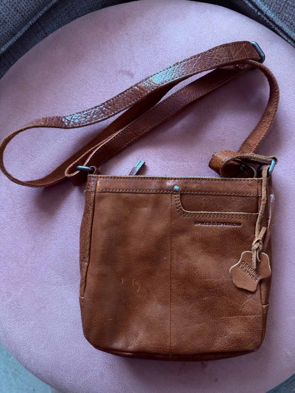Genuine Leather Tan Crossbody Bag